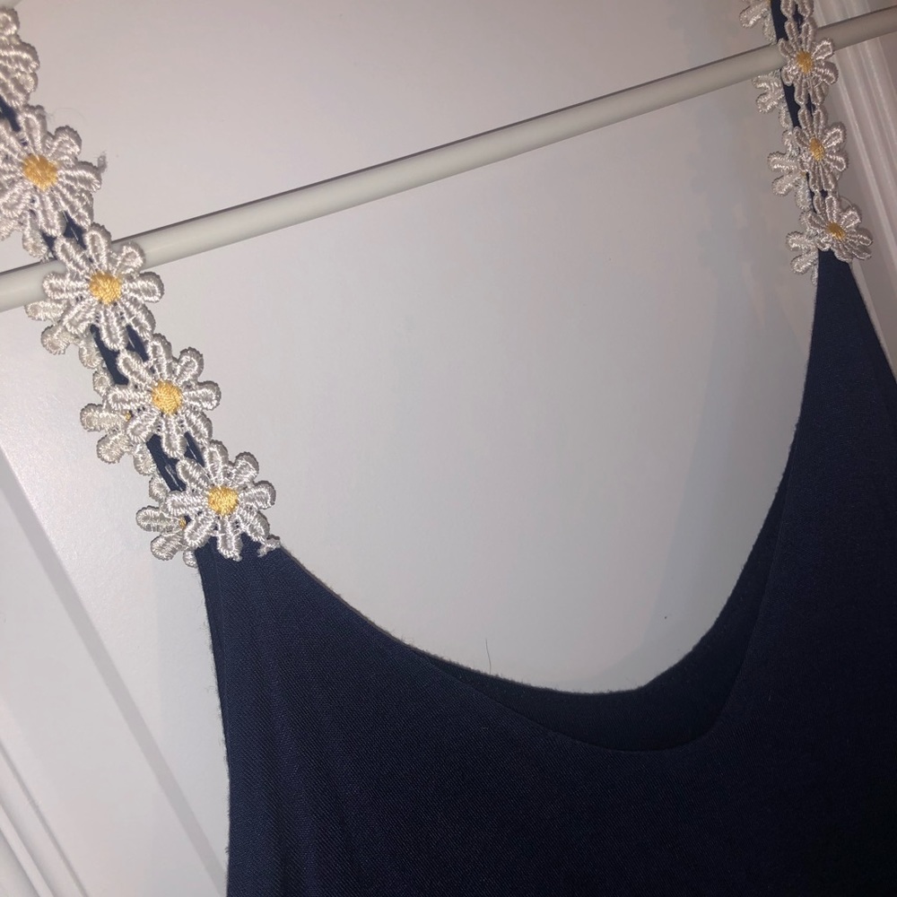 navy blue dress w/ sunflower straps!